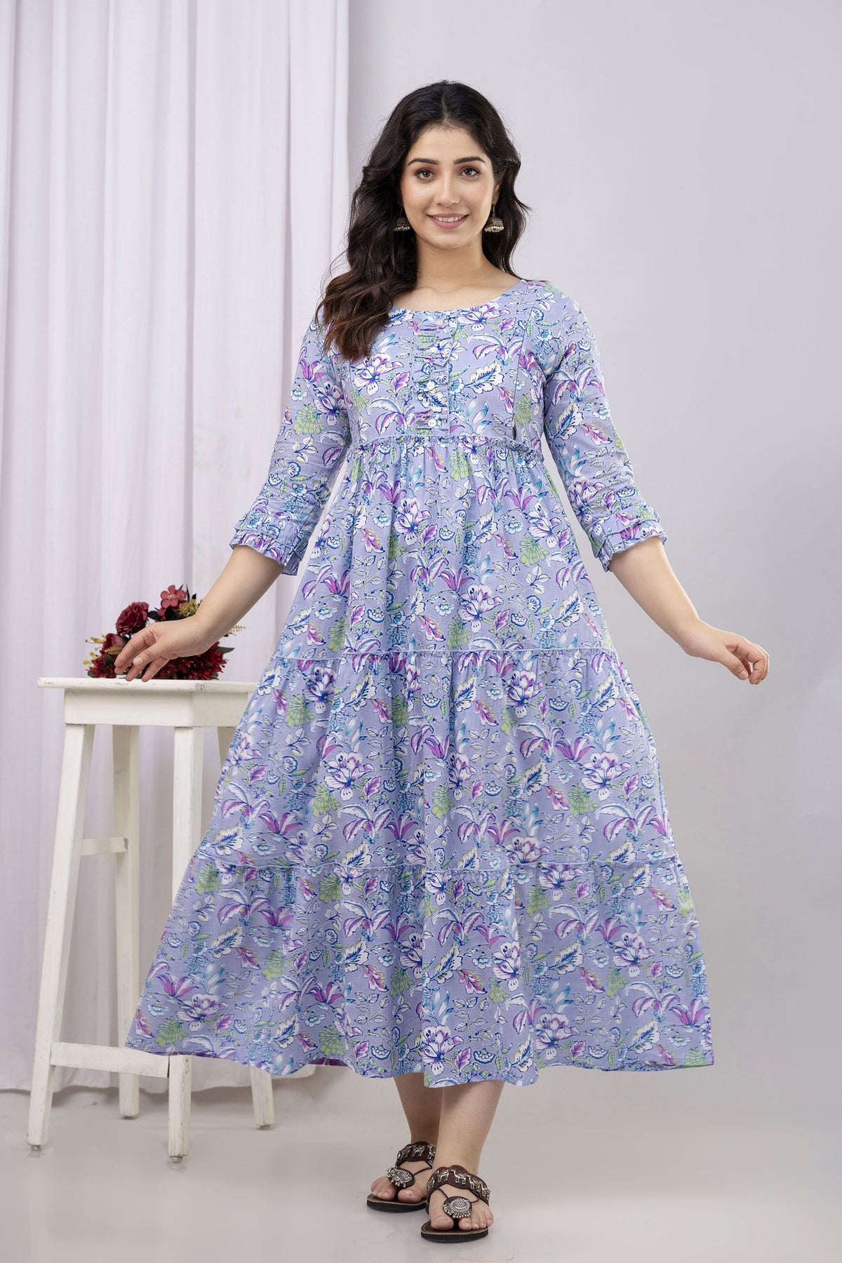 Henal Women Printed Anarkali Kurta (Multicolor)