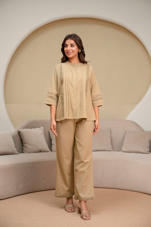 Beige Shirt & Pant Co-ord Set (H2529) — product image 1