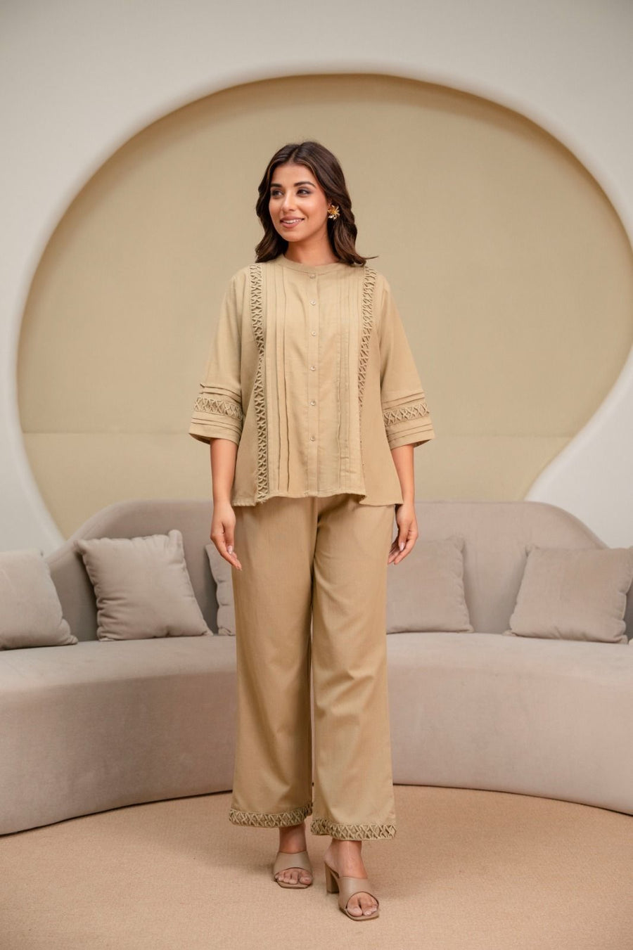 Beige Shirt & Pant Co-ord Set (H2529) — product image 1