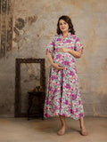 Ruffle-Sleeve Floral Maternity Dress — product image 1