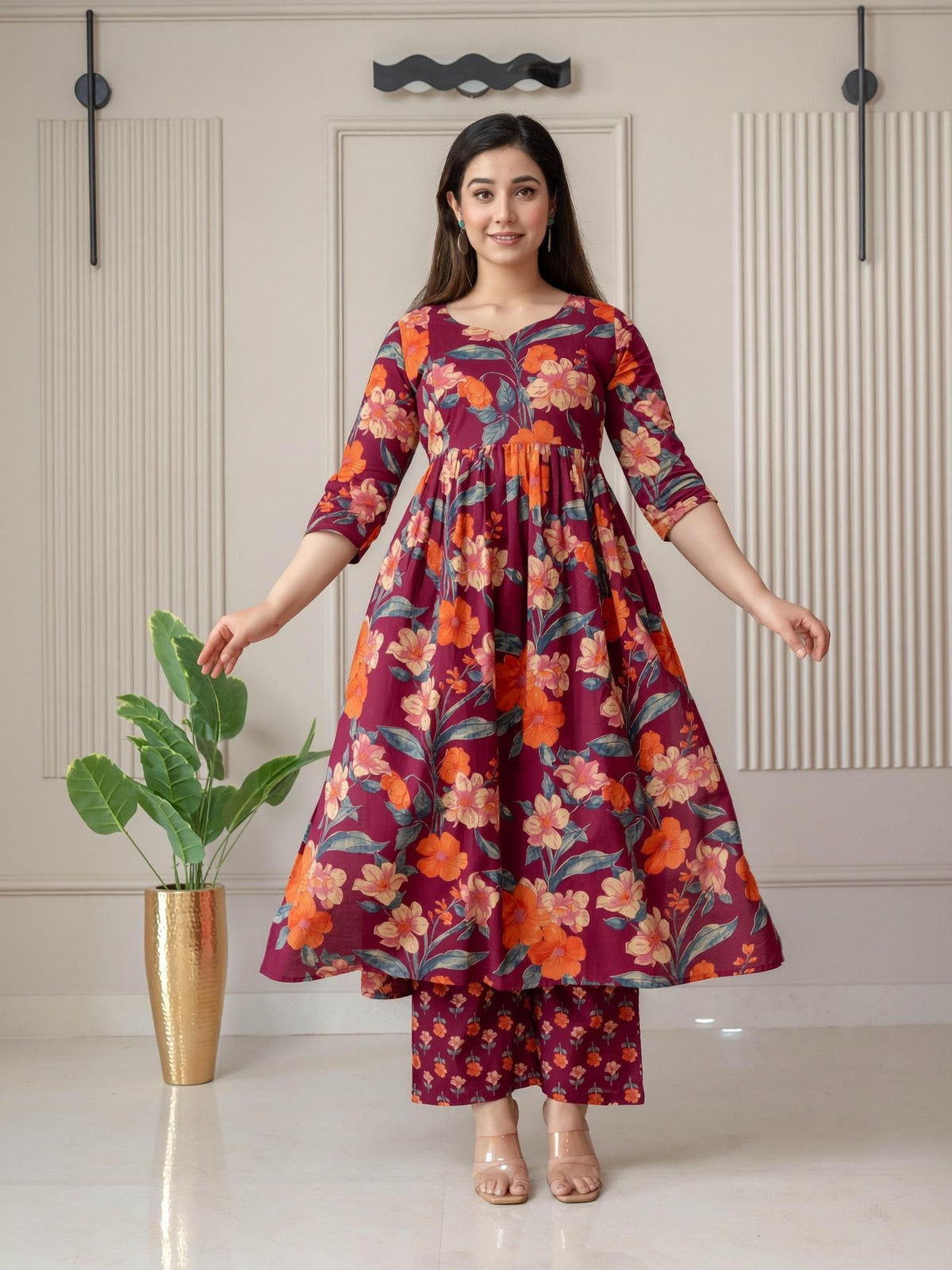 Cotton Floral Maternity Palazzo Set — product image 1